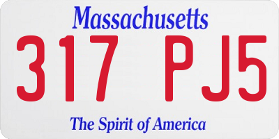 MA license plate 317PJ5