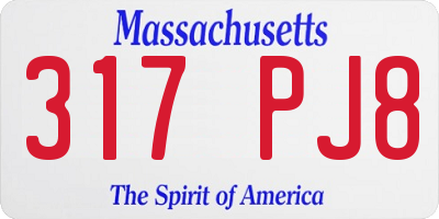 MA license plate 317PJ8