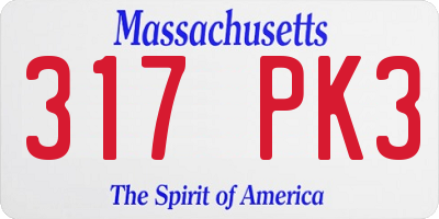 MA license plate 317PK3