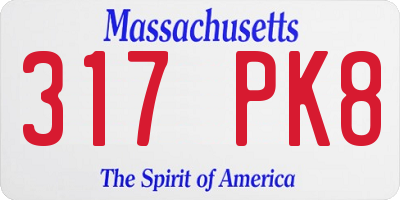 MA license plate 317PK8