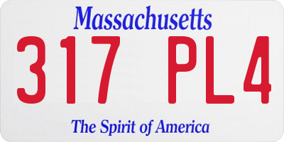 MA license plate 317PL4