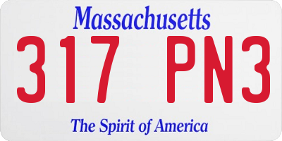 MA license plate 317PN3