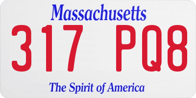 MA license plate 317PQ8