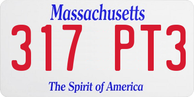 MA license plate 317PT3