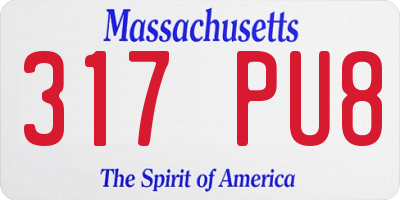 MA license plate 317PU8