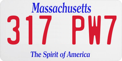 MA license plate 317PW7