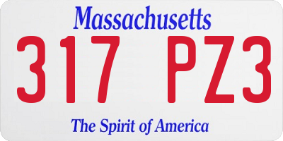 MA license plate 317PZ3