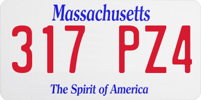 MA license plate 317PZ4