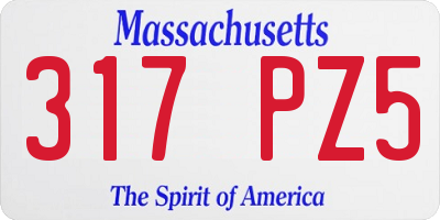 MA license plate 317PZ5