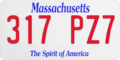 MA license plate 317PZ7