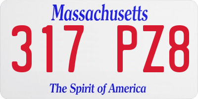 MA license plate 317PZ8