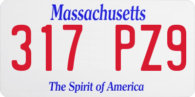 MA license plate 317PZ9