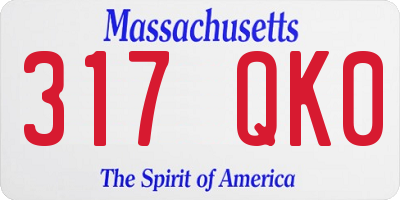 MA license plate 317QK0
