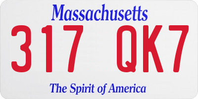 MA license plate 317QK7