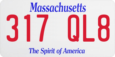 MA license plate 317QL8