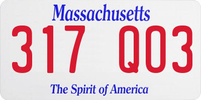 MA license plate 317QO3