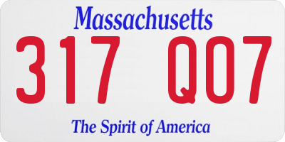 MA license plate 317QO7