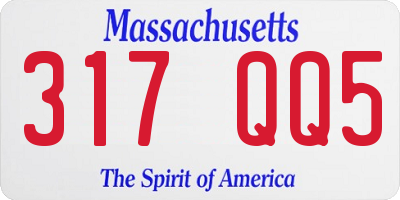 MA license plate 317QQ5