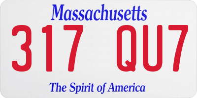 MA license plate 317QU7