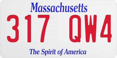 MA license plate 317QW4