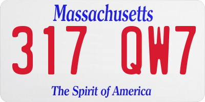 MA license plate 317QW7