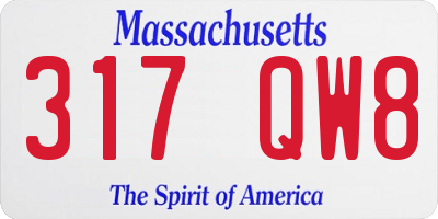 MA license plate 317QW8