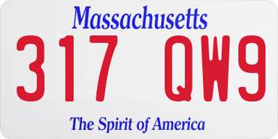 MA license plate 317QW9
