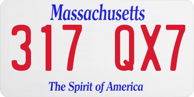 MA license plate 317QX7