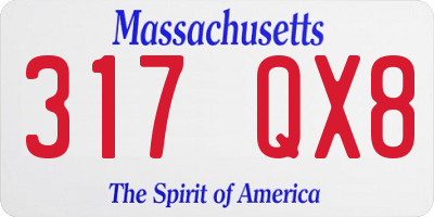 MA license plate 317QX8