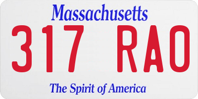 MA license plate 317RA0