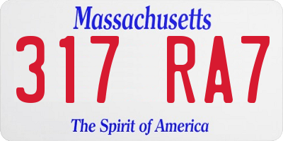 MA license plate 317RA7