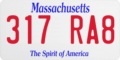 MA license plate 317RA8