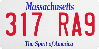 MA license plate 317RA9