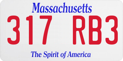 MA license plate 317RB3