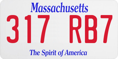 MA license plate 317RB7
