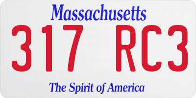 MA license plate 317RC3