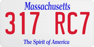 MA license plate 317RC7