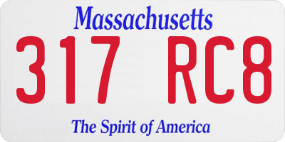 MA license plate 317RC8