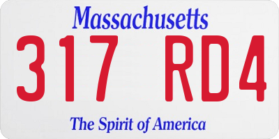 MA license plate 317RD4