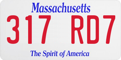 MA license plate 317RD7