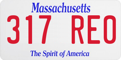 MA license plate 317RE0