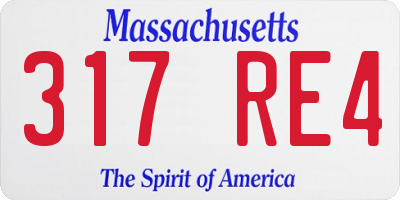 MA license plate 317RE4