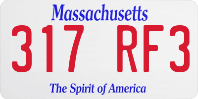 MA license plate 317RF3