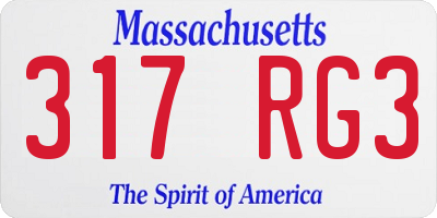 MA license plate 317RG3