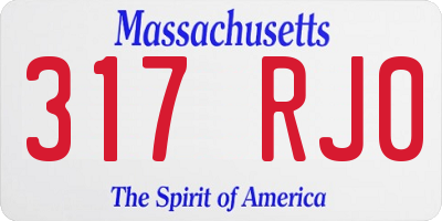 MA license plate 317RJ0