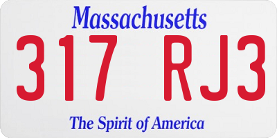 MA license plate 317RJ3