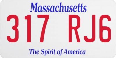 MA license plate 317RJ6