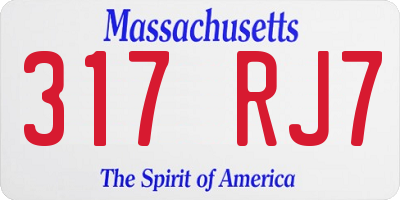 MA license plate 317RJ7