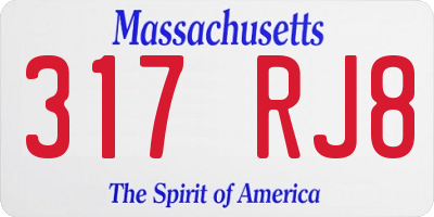 MA license plate 317RJ8