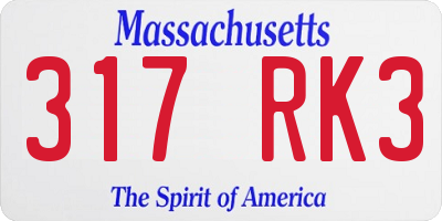 MA license plate 317RK3